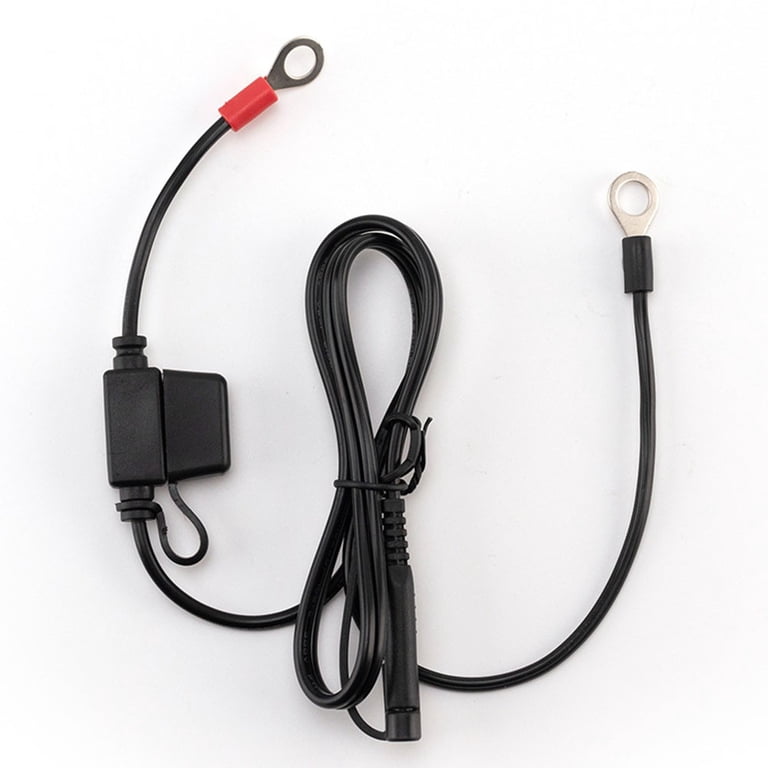 12V Battery Charger Cable With SAE Connector & Ring Terminals – 1.25A Portable Harness Extension