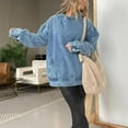 thumbnail image 2 of AUNVITO Women's Denim Hooded Sweatshirt with Spacious Pockets Casual and Stylish Loose Fit, 2 of 6