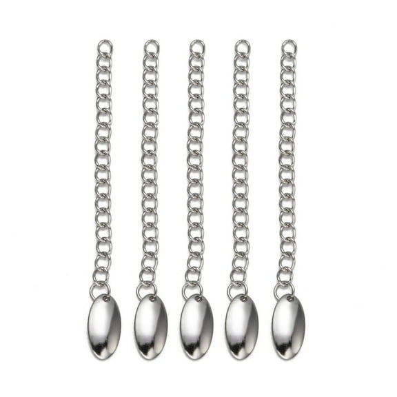 Resistant 304 Stainless Steel Chain Extender with Oval Charms Stainless Steel Color 61x3mm Oval: 12x6x1mm.