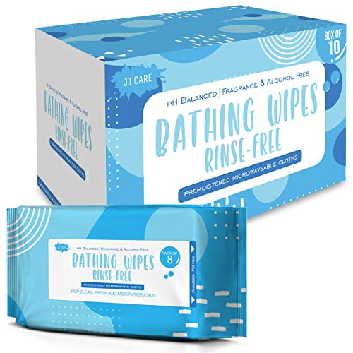 JJ CARE [10 Pack] No Rinse Bathing Wipes for Adults, Disposable Shower