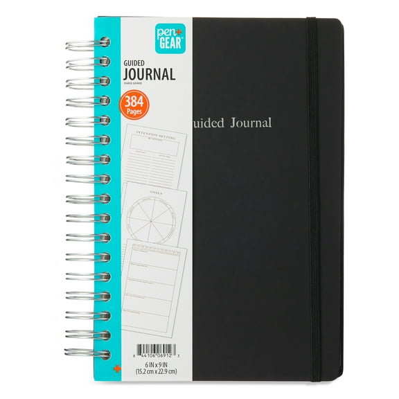 Pen+Gear Guided Journal with Daily Prompts, Black, 6" x 9", 384 Pages, All Ages