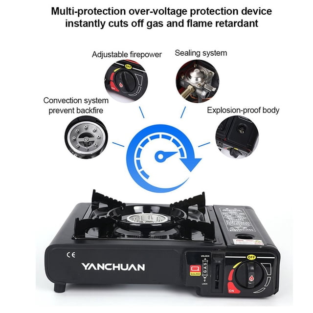 Réchaud de Campagne Portable Extérieur Cassette Magnétique Chaudière à Feu Réchaud Puissance de Feu Réglable Réchaud à Coalgas Gaz