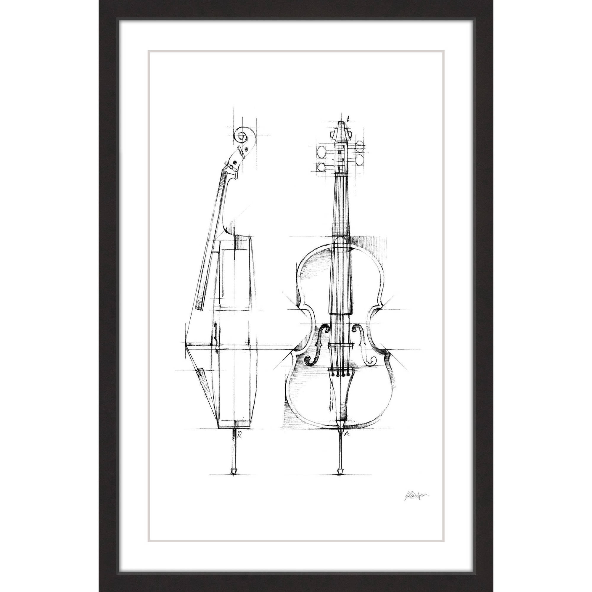 Marmont Hill "Cello Sketch" Framed Painting Print