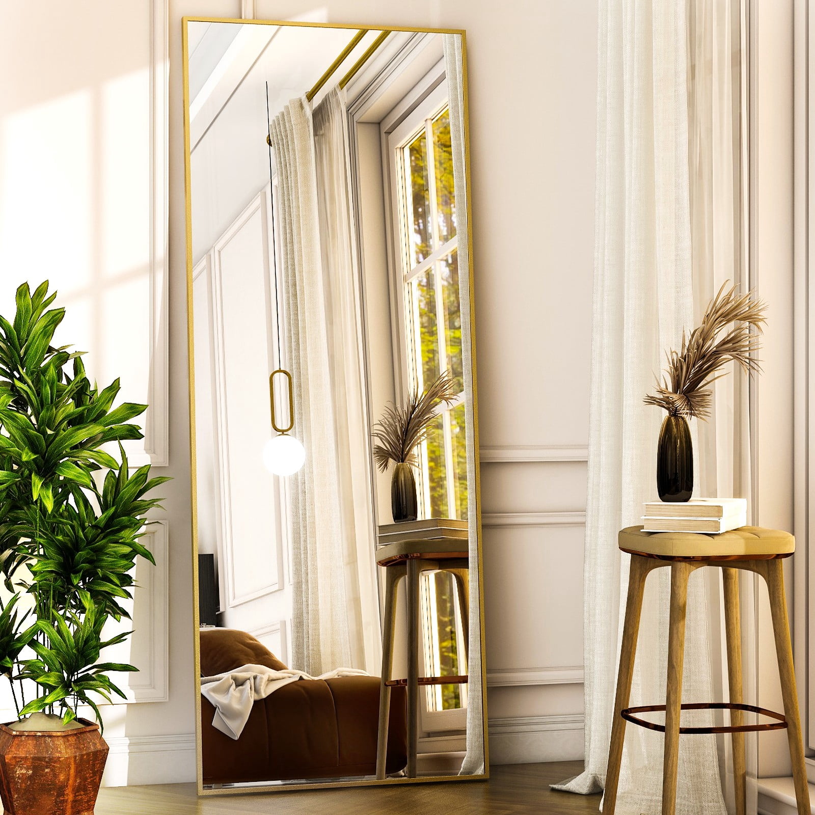 Puremirror 24"x71" Rectangular Full Length Mirror Full Body Standing Mirror, Gold