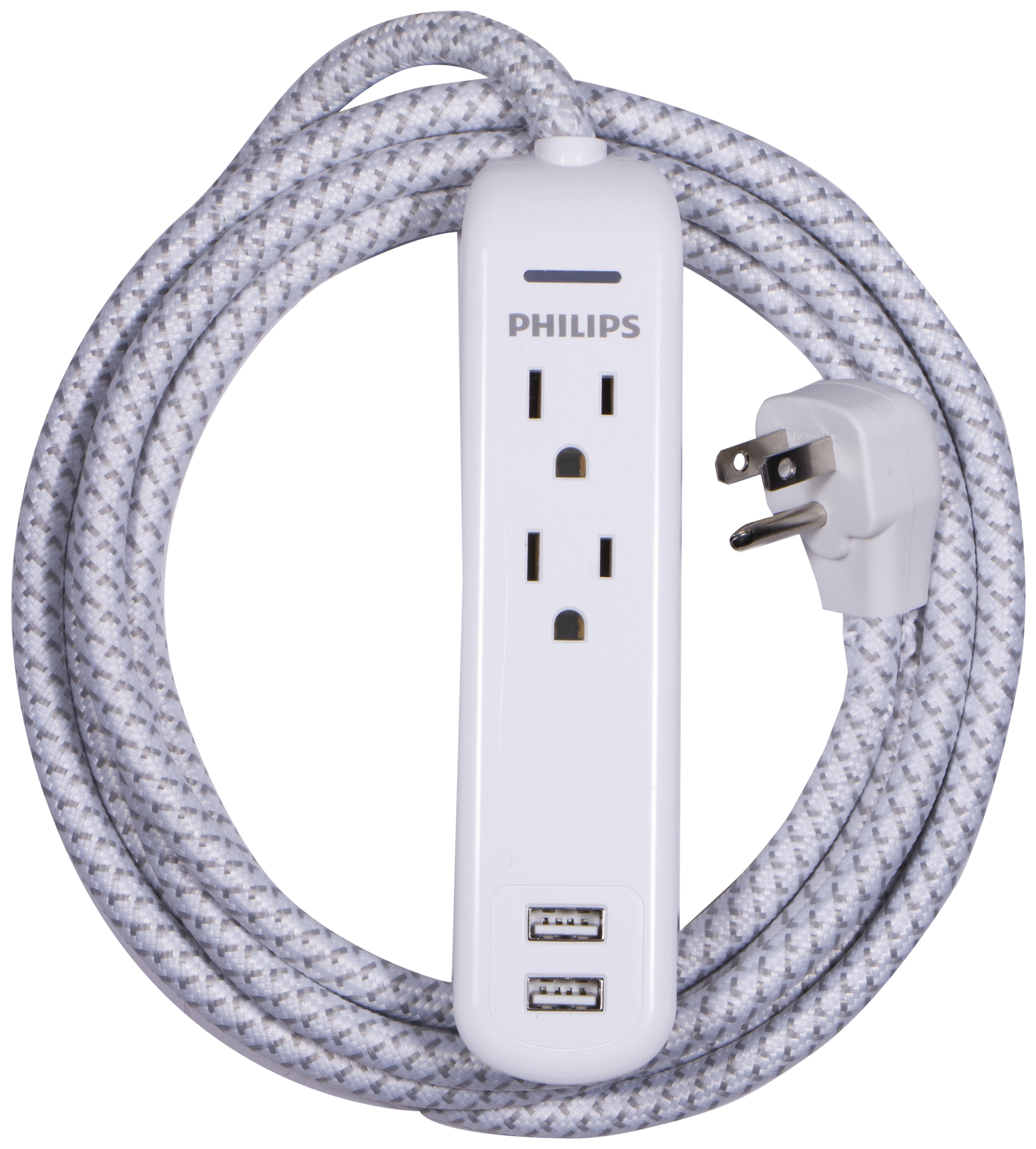 Philips 2Outlet 2USB 8ft. Extension Cord, Surge Protection, SPC6221WC