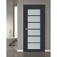 thumbnail image 4 of Interior Solid French Pre-Hung Door Frosted Glass | Veregio 7602 Antracite | Single Regular Panel Frame Trims Handle | Bathroom Bedroom Sturdy Doors -24" x 84", 4 of 7