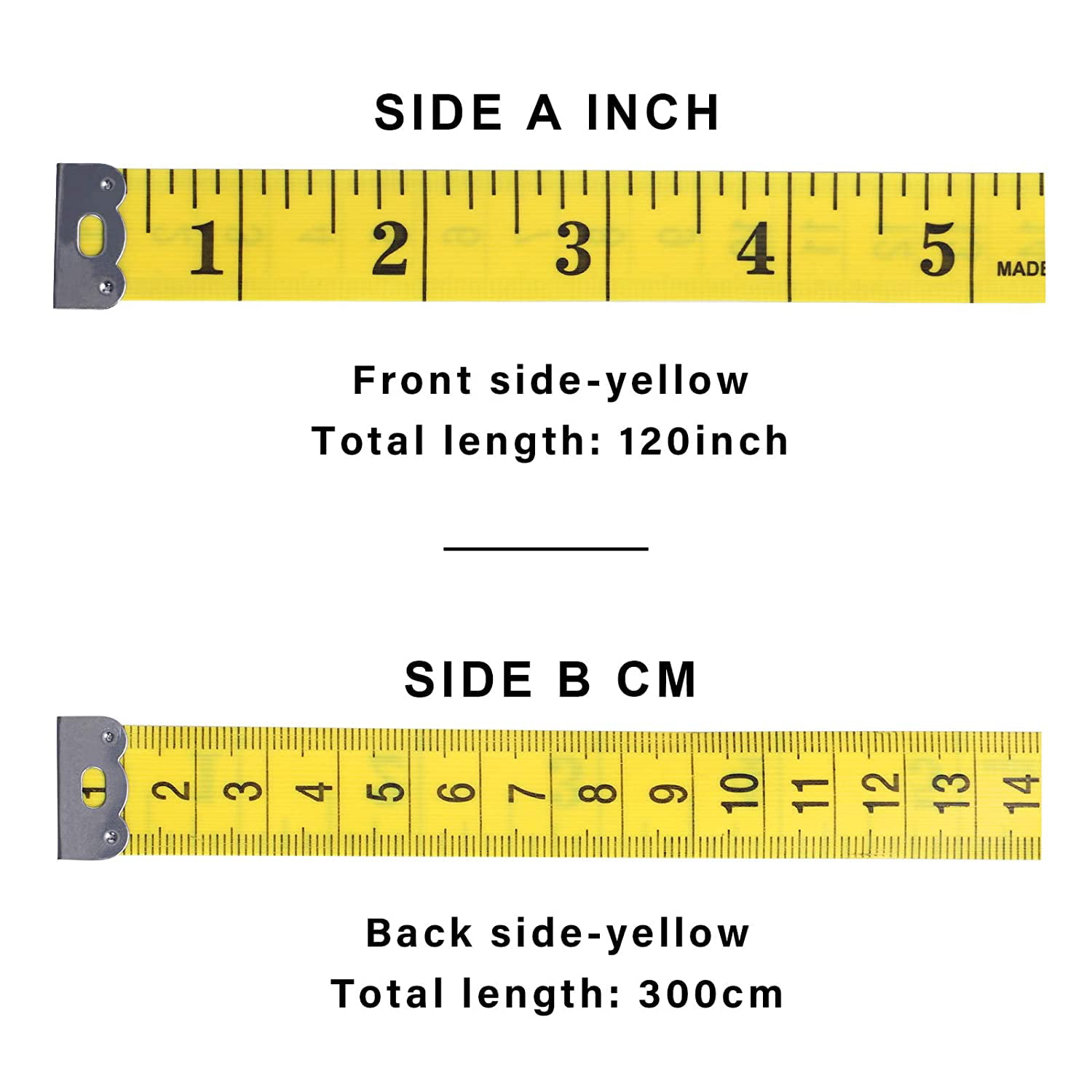 SumVibe 120 Inches/300cm Cloth Measuring Tape for Body Measurements Soft  Sewing Tape Measure 2-Pack White and Yellow 2 Colors Package (White Yellow)
