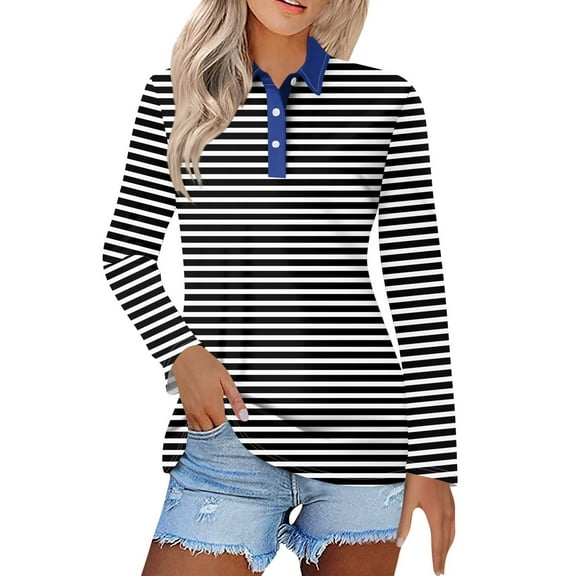 Tops for Women Trendy Women's Fashion Casual Lapel Short Long Sleeve Print Shirt Women's Button Up Tops