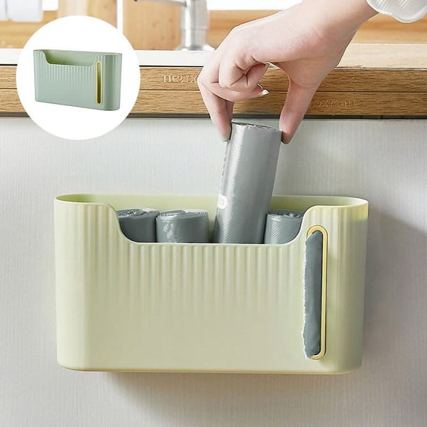 Xihbxyly Organizador de Bolsas de Basura de Pared, Diseño Compacto, Impermeable, Instalación Sin Taladros, Organización de Cocina, Almacenamiento En El Hogar, Uso Multifuncional, Soporte para Bolsas