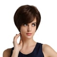 thumbnail image 3 of Pelucas rectas cortas para mujeres de cabello humano de 10 pulgadas Peluca Marron oscuro Sunnimix Peluca natural de cabello humano para mujer, 3 of 8