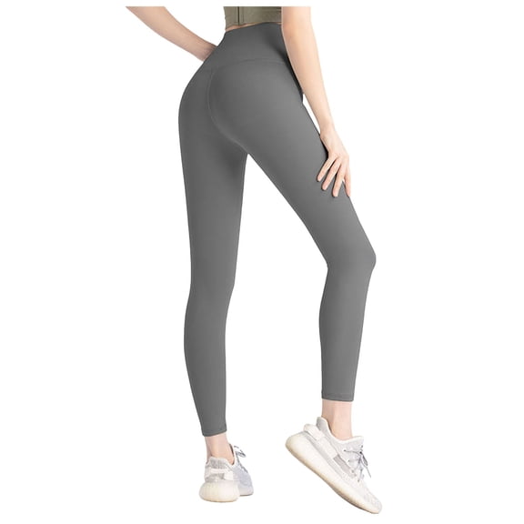 GEWSEY Soft Leggings for Women High Waisted Tummy Control No See Through Workout Yoga Pants (Dark Gray, L)