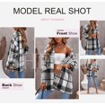 thumbnail image 3 of ORUYROP Womens Long Sleeve Plaid Shirts Flannel Lapel Button Down Shacket Jacket Coats, 3 of 6
