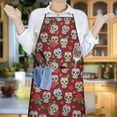 thumbnail image 6 of Red Skull Rose Pattern Apron-Garden Aprons for Women with Pockets-Cotton Linen Waterproof Kitchen Cooking Gardening Aprons Adjustable for Kitchen,Cooking,BBQ and Salon 33x27 Inch, 6 of 7