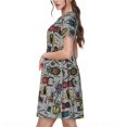 thumbnail image 2 of Balery Bright Insects Vestidos sueltos de manga corta para mujer, vestidos de verano 2025, vestidos casuales de corte A con vuelo., 2 of 6