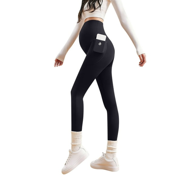 RXMEKW Seamless Maternity Leggings for Women with Abdomen Support and Pockets, Yoga Pants