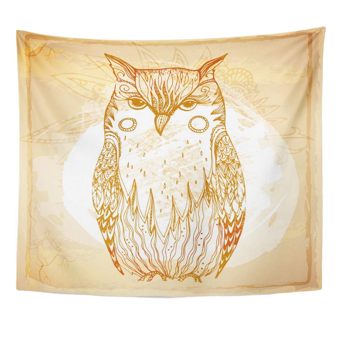 ZEALGNED Aztec Abstract Beautiful Grunge Batik Patterned Owl Bird Cartoon  Wall Art Hanging Tapestry Home Decor for Living Room Bedroom Dorm 60x80  inch 