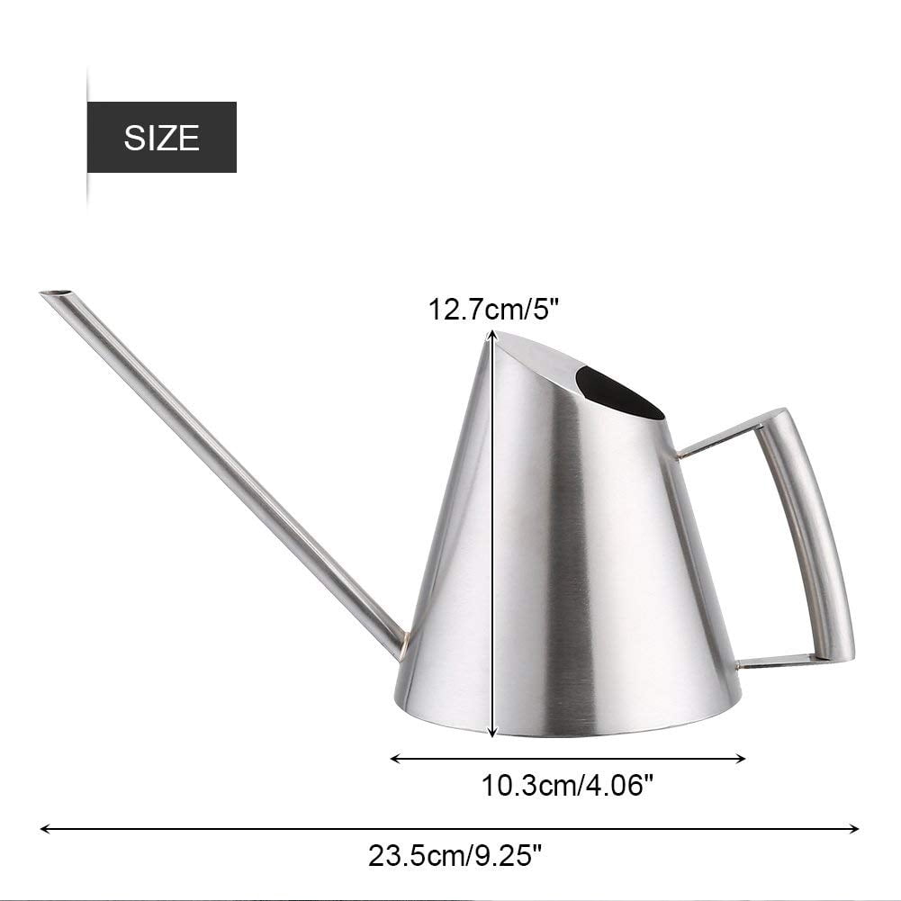 400ml Watering Can, Stainless Steel Long Spout Watering Pot, Mini Modern, Brushed Sliver Flower Plant Watering Can Pot, Gardening Tool for for Home Office