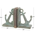 thumbnail image 3 of DecMode 4" Distressed Patina Anchor Blue Polyresin Bookends with Gold Foil Accents (Set of 2), 3 of 11