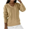 thumbnail image 2 of Lilgiuy Plus Size Oversized Sweater for Women Long Sleeves V-Neck Pullover Solid Color Casual Blouse Tops for Dating Shopping, 2 of 5
