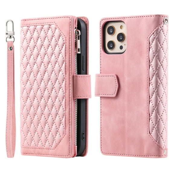 For iPhone 11 Pro Max Premium PU Leather Crossbody Case Purse Zipper Pocket Magnetic Folio Card Slots Wallet Kickstand Phone Case with Shoulder Strap & Wrist Strap For iPhone 11 Pro Max,
Rosegold