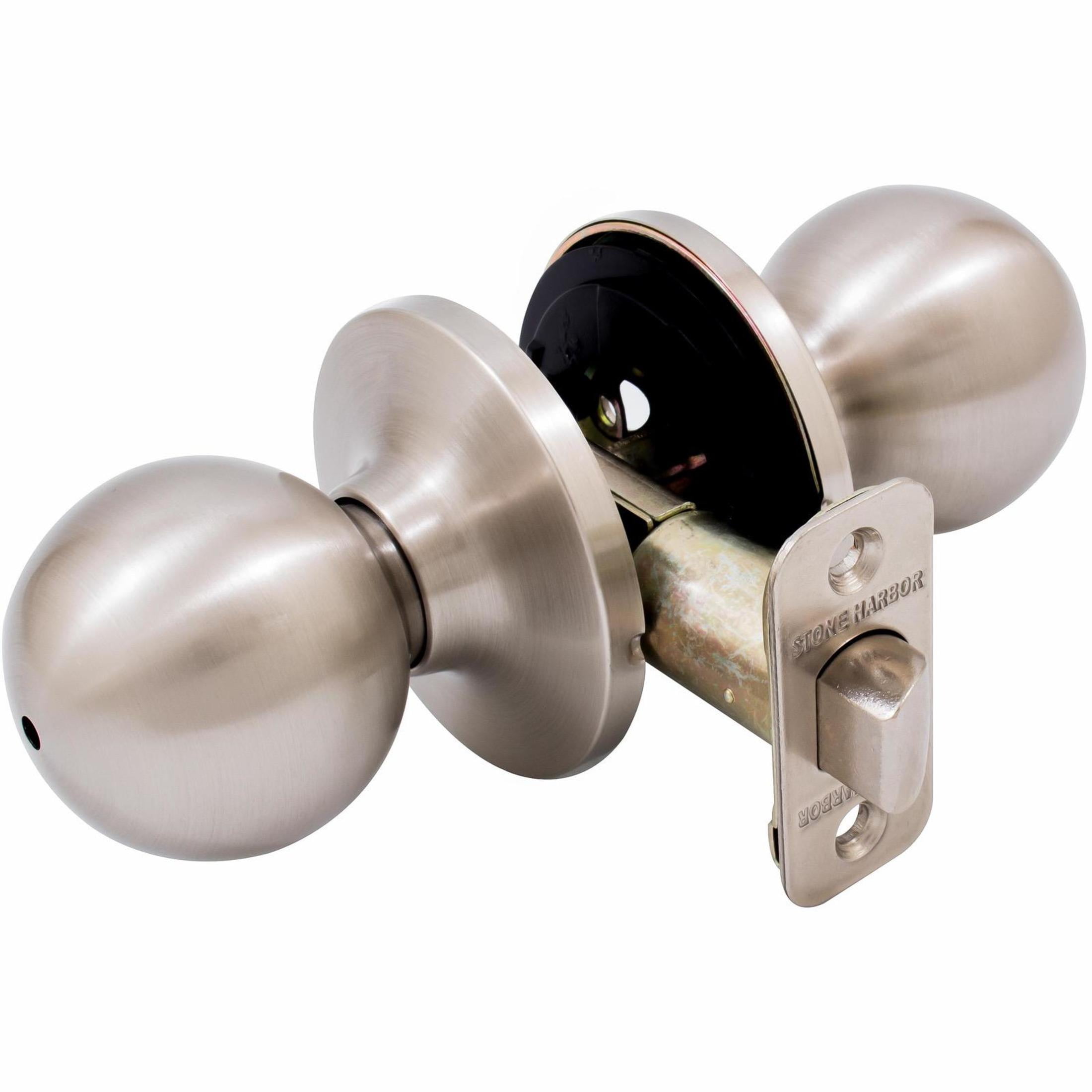 Stone Harbor Hardware Ball Door Knob, Privacy (Bed/Bath) Function, Satin Nickel