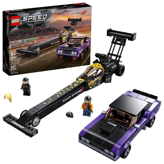 Set LEGO Drágster Mopar Dodge SRT Top Fuel y Dodge Challenger T/A de 1970 76904
