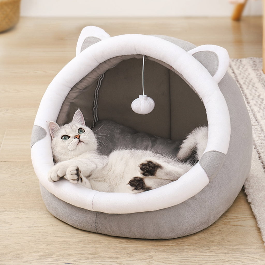 Zeiwohndc Cat Plush Bed Kitten Sleeping Bed Small Dog Bed Four Season Furry Cat Cushion