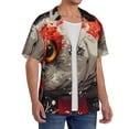 thumbnail image 2 of Naloa Abstract Red Koi Fish Art Men's Loose Fit Cuban Collar Short-Sleeve Shirt, Hawaiian Shirts, Mens Shirts Casual for Everyday Wear Outings-4X-Large, 2 of 5