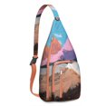 thumbnail image 1 of Space Geek Sling Backpack - Galactic Nebula Print Crossbody Bag, RFID Blocking Secure Pockets for Travel, 1 of 4