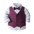 thumbnail image 3 of Hansber Toddler Baby Boys Formal Outfits Gentleman Wedding Clothes Suits Button Down Shirt with Pants Purple 110, 3 of 6