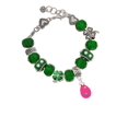 thumbnail image 2 of Delight Jewelry Hot Pink Easter Egg with Color Crystal Dots - Green Irish Luck Bead Charm Bracelet, 7.5", 2 of 4