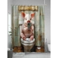 thumbnail image 5 of Funny Animal Shower Curtain, Pig Sitting on Toilet Pig Playing Phone Waterproof Shower Curtain Set with 12 Hooks Lightweight Washable Fabric Shower Curtains for Bathroom 48x72 Inches, 5 of 6
