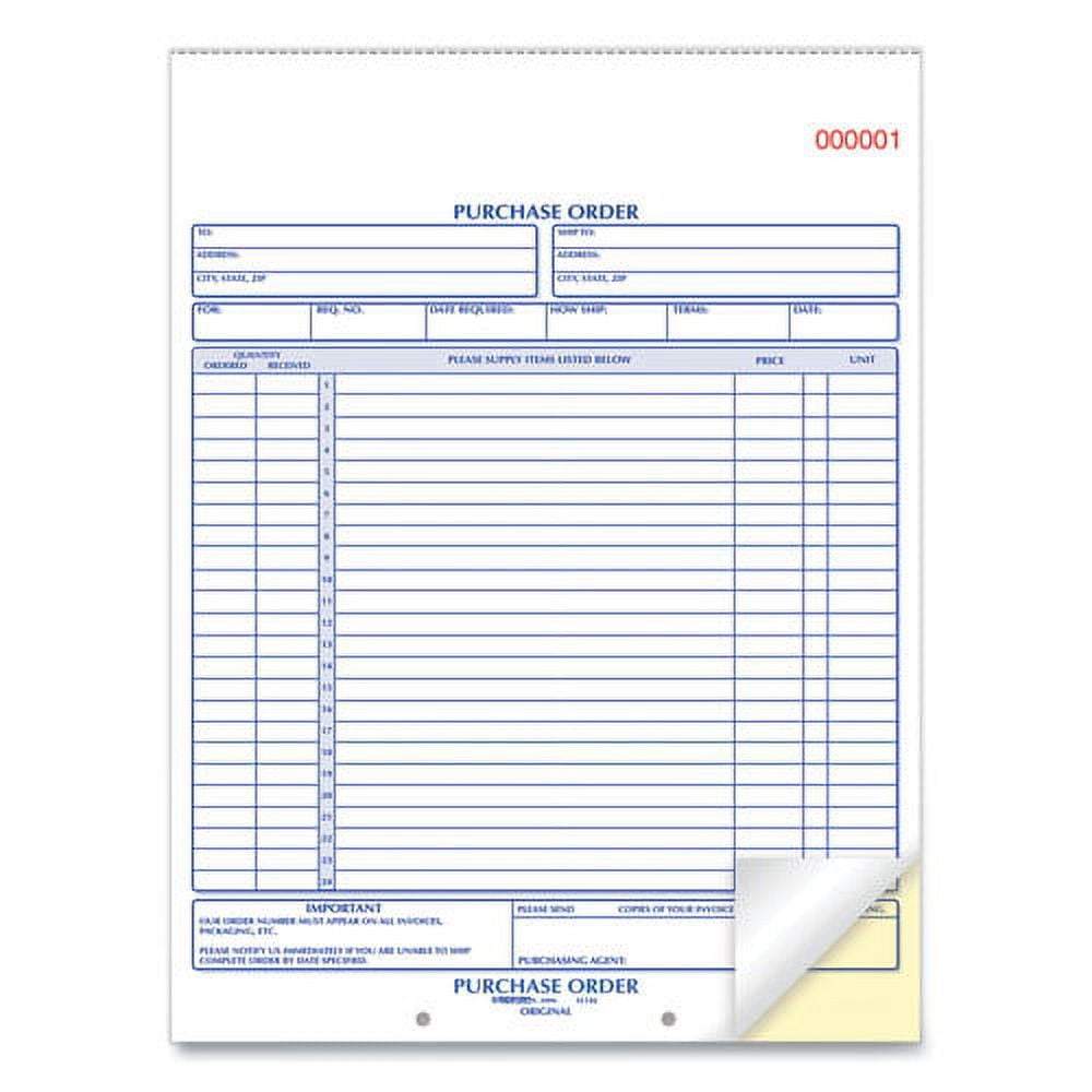 Purchase Order Book, Two-Part Carbonless, 8.5 X 11, 1/page, 50 Forms | Bundle of 5 Each