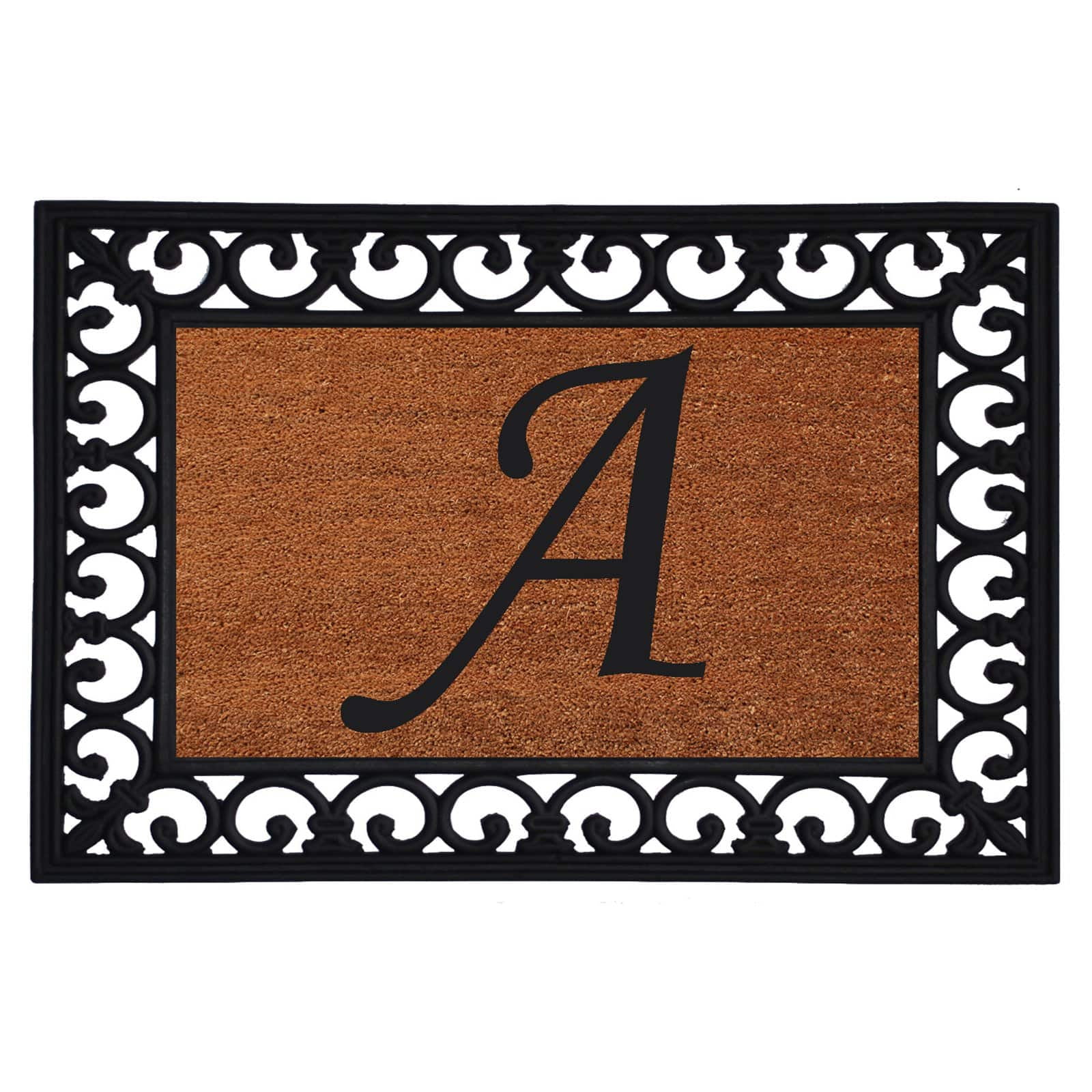 Monogram Coir 18” x 30” Doormat By US Decor Natural Outdoor Personalized Letters 