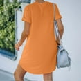 thumbnail image 4 of ShomPort Women's Casual Dress Summer Round Neck Short Sleeve T-Shirt Dress Loose Mini Dress with Pockets, 4 of 7