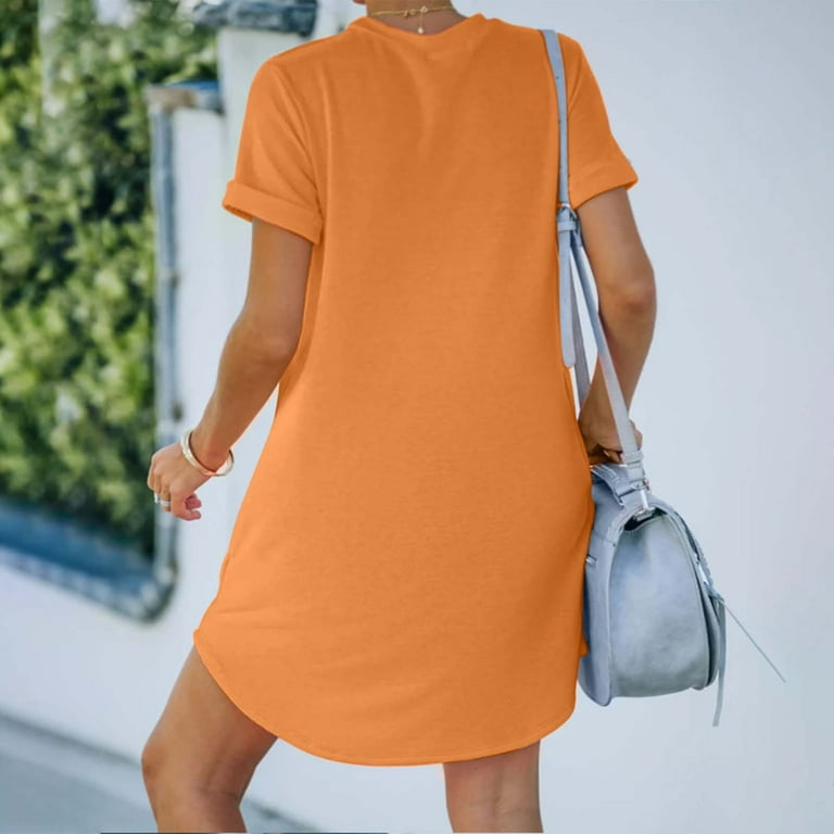 gbyLJF Formal Holiday Dress Plus Size Prom Dress Swing Dress for Women  Womens Sheath Dress Orange L - Walmart.com