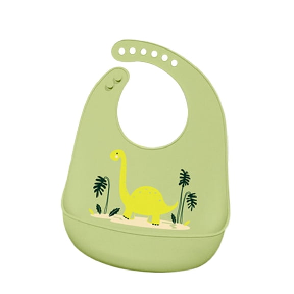 Waterproof Silicone Baby Bib - Adjustable BPA-Free Soft Leak-Proof Feeding Bib with Food Catcher, Cute Printed Design