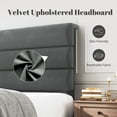 thumbnail image 4 of Bolvdo Queen Bed Frame with Velvet Upholstered Headboard, Metal Support, No Box Spring Needed, Noise Free, Easy Assembly, Grey, 4 of 8