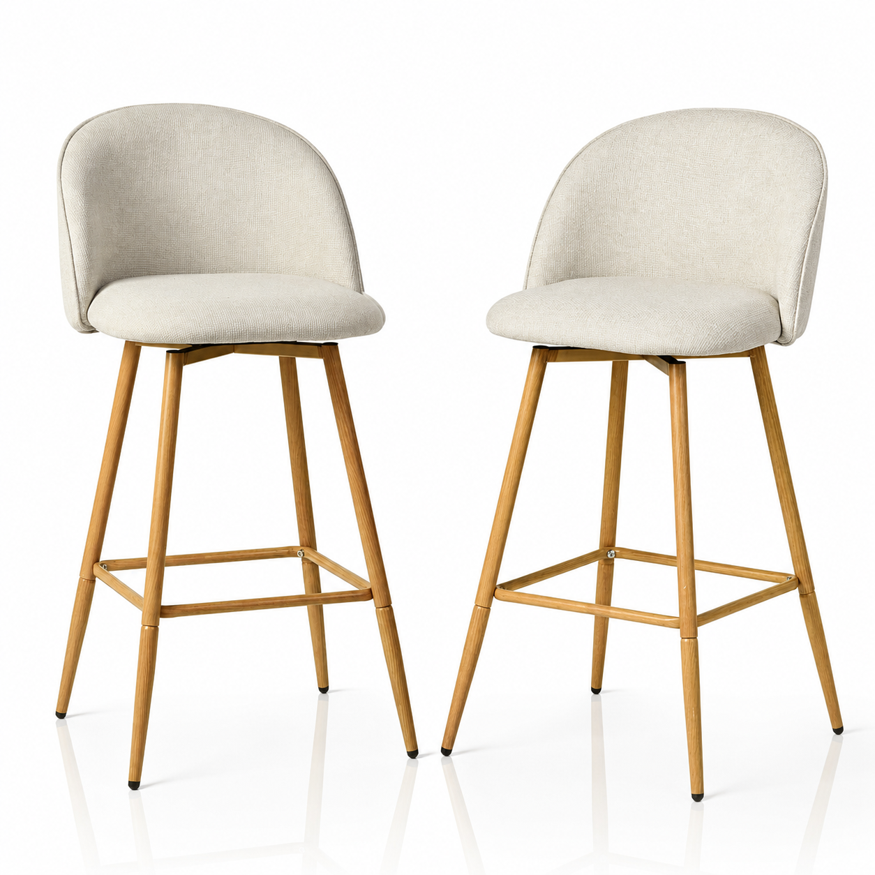 Homy Casa 26" Swivel Counter Height Bar Stools, Set of 2, Beige