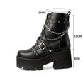 thumbnail image 3 of PXELENA Metal Chain Rivet Buckle Motorcycle Boots Plus Size 34-46 Women Gothic Punk Combat Chunky Platform High Heels Shoes, 3 of 4
