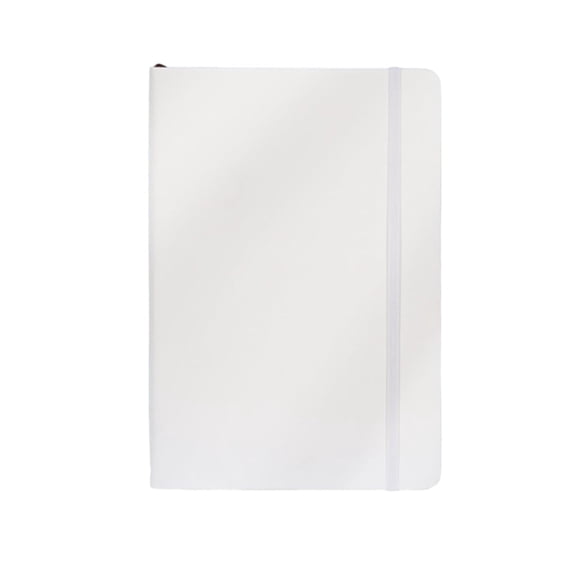 A5 Lined Hardcover Notebook, PU Leather Hard Cover with Elastic Closure, 160 Pages, A5 Size 5.7 x 8.3 Inches, White