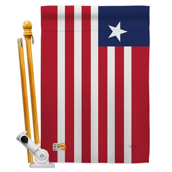 Breeze Decor BD-CY-HS-108367-IP-BO-D-US15-BD 28 x 40 in. Liberia Flags of the World Nationality Impressions Decorative Vertical Double Sided House Flag Set with Pole Bracket Hardware