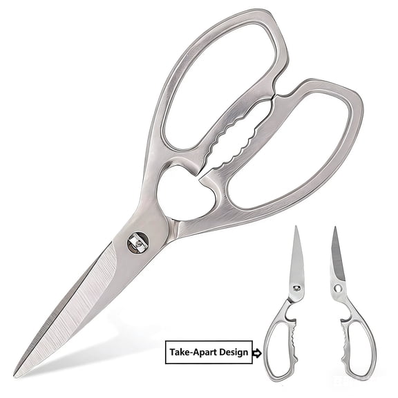Professional Heavy-Duty Kitchen Shears 100% Full Stainless Steel Poultry & Bone Scissors Dishwasher Safe