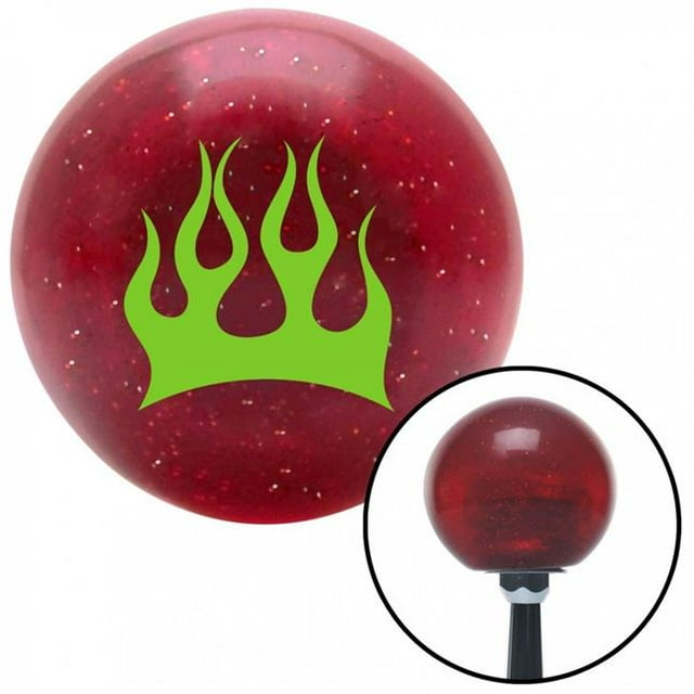 Green Crescent Flames Red Metal Flake Shift Knob with M16 x 1.5 Insert Shifter Auto Brody