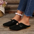 thumbnail image 4 of Avrnliq Womens Slip On Mules, Black Faux Suede Mary Jane Flats with Knot Strap & Contrast Piping, Round Toe Comfort Casual Shoes for Daily Office,Size 37, 4 of 9