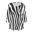 thumbnail image 6 of CYMMPU Blouses for Women Dressy Casual Scoop Neck 3/4 Sleeve Loose Fit Spring Tops Striped Ombre Tunic Tops Fall Trendy Shirts A-line Pleated Tops T-Shirts Black XL, 6 of 6