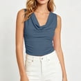 thumbnail image 2 of Fewfanhot Womens Blouses Cowl Neck Tank Top Draped V Neck Ruched Sleeveless Summer Casual Dressy Blouse, 2 of 6