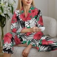 thumbnail image 6 of Pajama Sets for Women 2 Pcs, red flowers_A Button Down Long Sleeve Sleepwear Lounge PJ Sets, 6 of 6