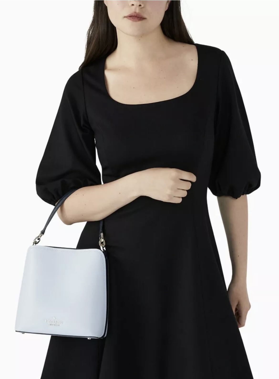 New Kate Spade Darcy Small Bucket Bag Colorblcok Grain Leather Pale Hydra