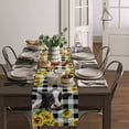 thumbnail image 4 of Table Runner Dresser Scarves 72 Inch Long, Animal Cow Yellow Flowers Buffalo Check Plaid Linen Dining Table Runners Farm Black Tabletop Scarf for Wedding Holiday Party Kitchen, 4 of 7